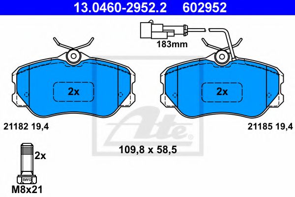 13046029522 ATE Brake Pad Set, disc brake