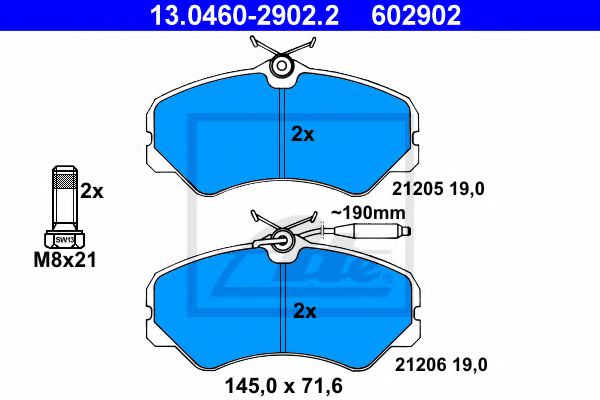 13.0460-2902.2 ATE Тормозная система Комплект тормозных колодок, дисковый тормоз
