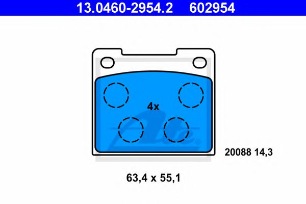 13.0460-2954.2 ATE Тормозная система Комплект тормозных колодок, дисковый тормоз