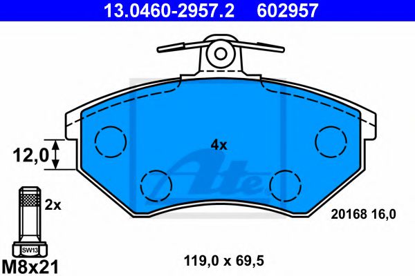 13.0460-2957.2 ATE Brake Pad Set, disc brake