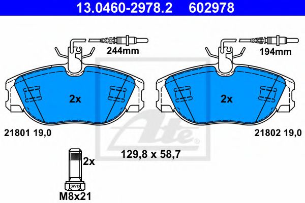 13.0460-2978.2 ATE Brake System Brake Pad Set, disc brake