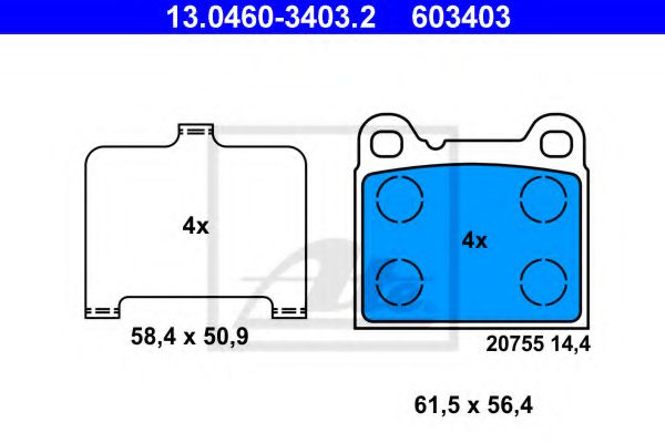 13.0460-3403.2 ATE Brake Pad Set, disc brake