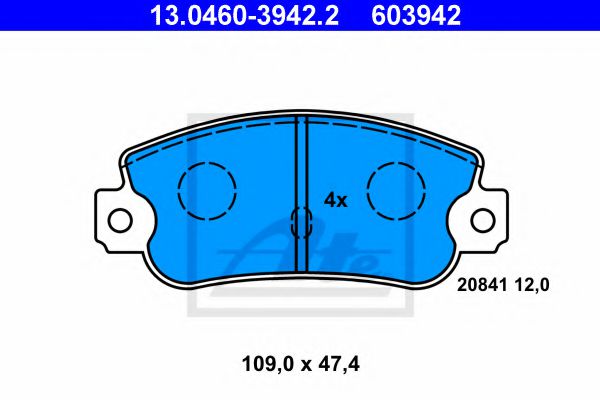 13.0460-3942.2 ATE Brake Pad Set, disc brake