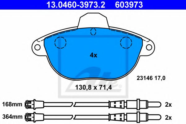 13.0460-3973.2 ATE Brake Pad Set, disc brake