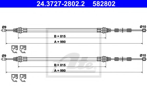 24.3727-2802.2 ATE Brake System Cable, parking brake