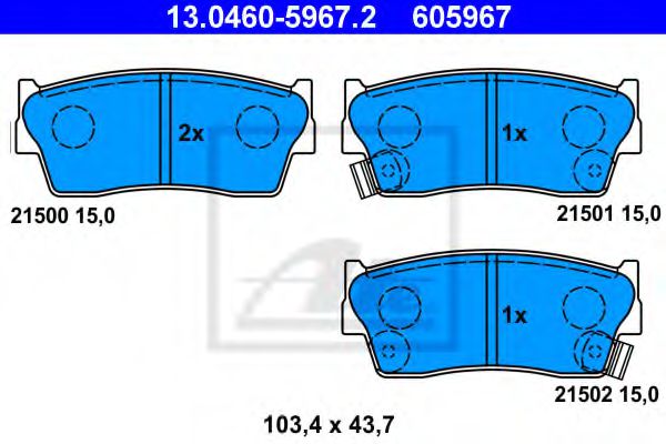 13.0460-5967.2 ATE Brake System Brake Pad Set, disc brake