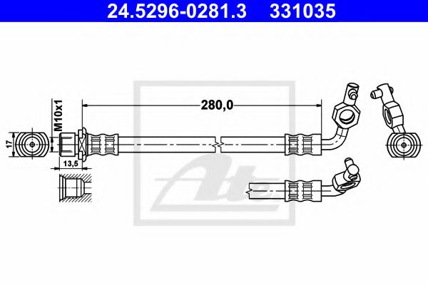 24.5296-0281.3 ATE Brake System Brake Hose