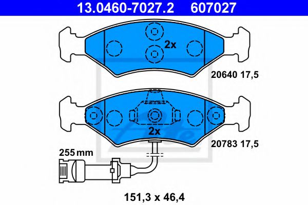 13.0460-7027.2 ATE Brake Pad Set, disc brake
