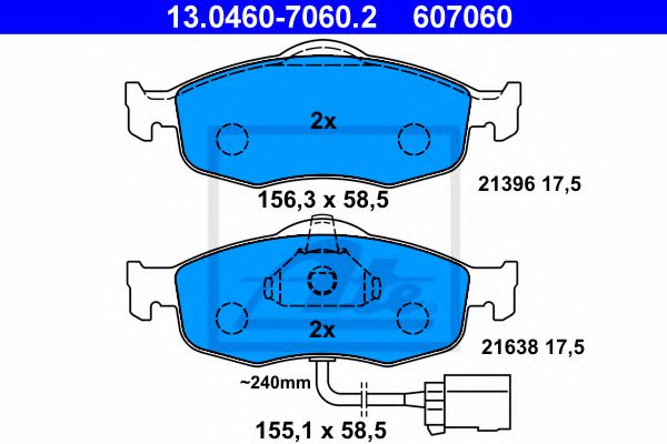 13.0460-7060.2 ATE Brake System Brake Pad Set, disc brake