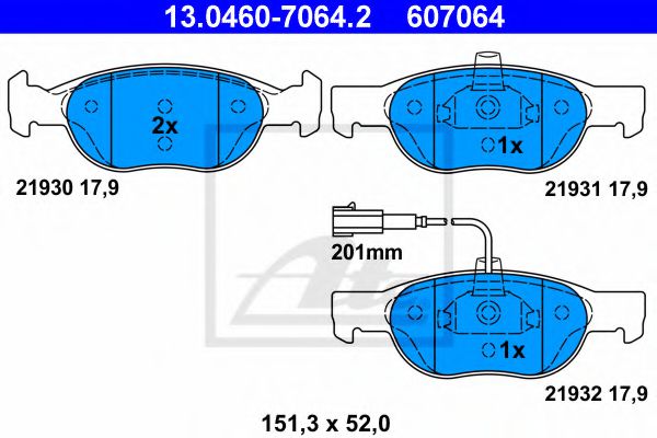13.0460-7064.2 ATE Brake System Brake Pad Set, disc brake