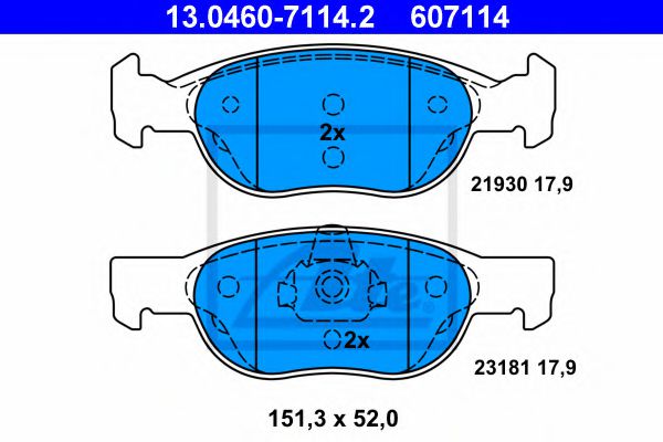 13.0460-7114.2 ATE Brake System Brake Pad Set, disc brake