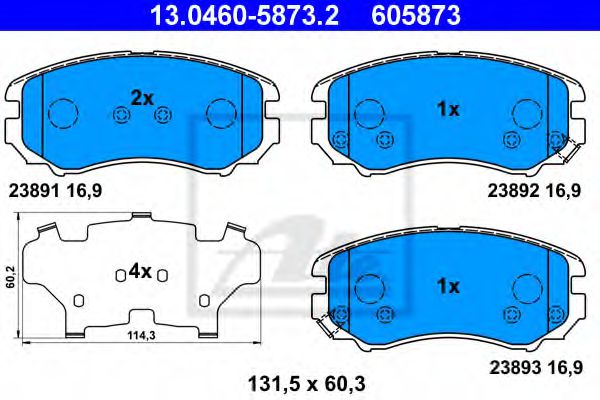 13.0460-5873.2 ATE Brake Pad Set, disc brake