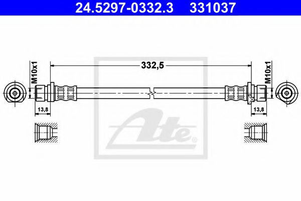 24.5297-0332.3 ATE Brake System Brake Hose