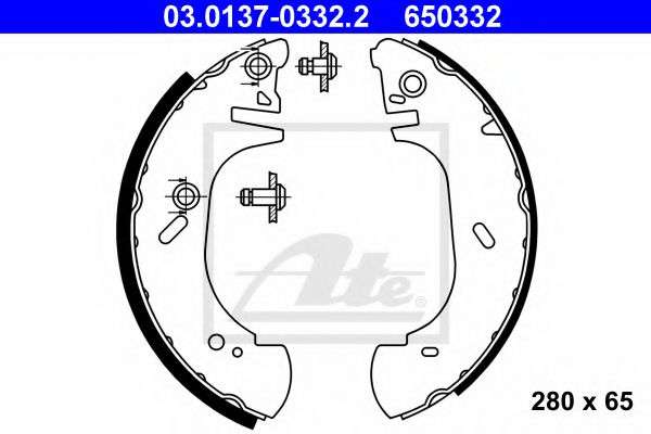 03.0137-0332.2 ATE Brake System Brake Shoe Set