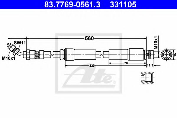 83.7769-0561.3 ATE Brake System Brake Hose