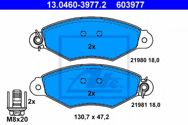 13.0460-3977.2 ATE Brake Pad Set, disc brake