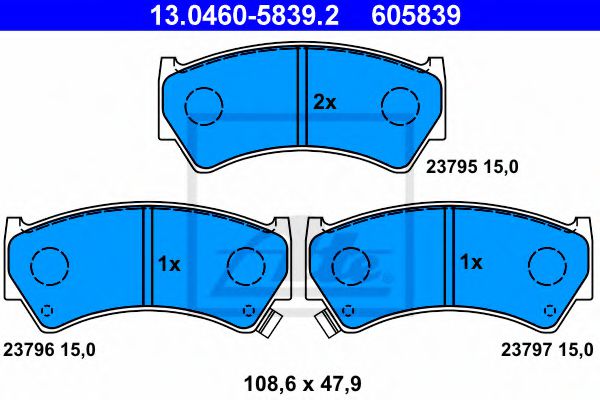 13.0460-5839.2 ATE Brake Pad Set, disc brake