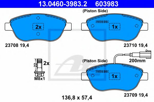 13.0460-3983.2 ATE Brake Pad Set, disc brake