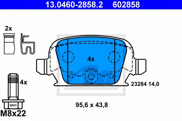 13.0460-2858.2 ATE Тормозная система Комплект тормозных колодок, дисковый тормоз