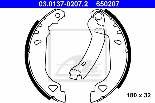 03.0137-0207.2 ATE Brake System Brake Shoe Set
