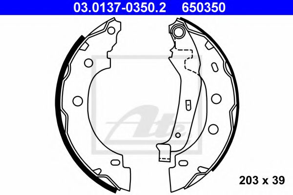 03.0137-0350.2 ATE Brake System Brake Shoe Set