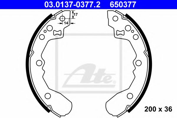 03.0137-0377.2 ATE Brake System Brake Shoe Set