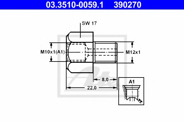 03.3510-0059.1 ATE Тормозная система Адаптер, трубопровод тормозного привода