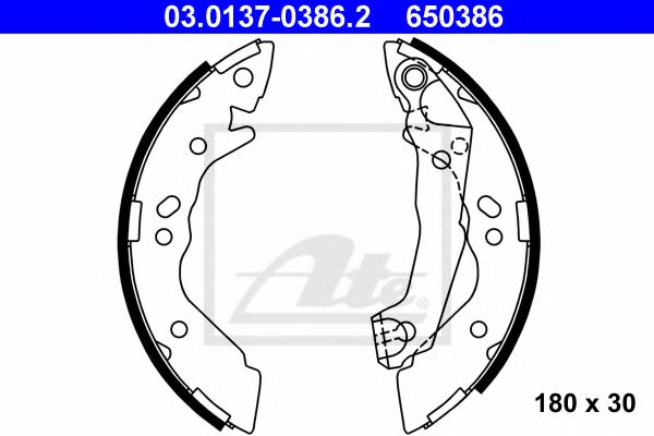 03.0137-0386.2 ATE Brake System Brake Shoe Set