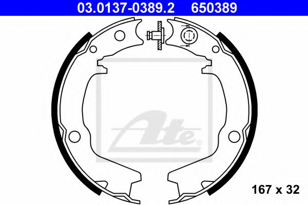 03.0137-0389.2 ATE Brake System Brake Shoe Set, parking brake