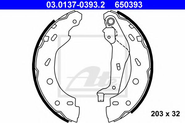 03.0137-0393.2 ATE Brake System Brake Shoe Set