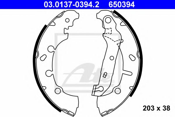 03.0137-0394.2 ATE Brake System Brake Shoe Set