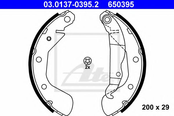 03.0137-0395.2 ATE Brake System Brake Shoe Set