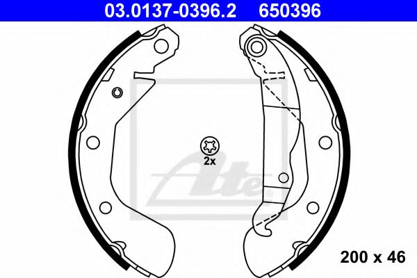 03.0137-0396.2 ATE Brake System Brake Shoe Set
