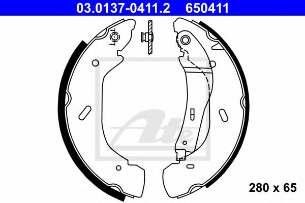 03.0137-0411.2 ATE Brake System Brake Shoe Set