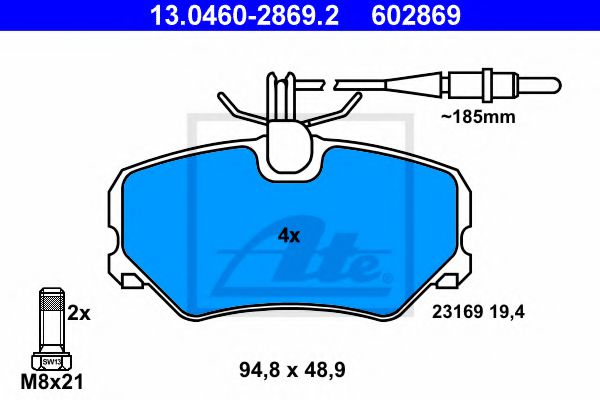 13.0460-2869.2 ATE Brake Pad Set, disc brake