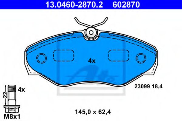 13.0460-2870.2 ATE Brake Pad Set, disc brake