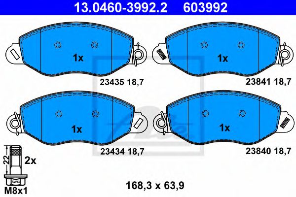 13.0460-3992.2 ATE Brake Pad Set, disc brake