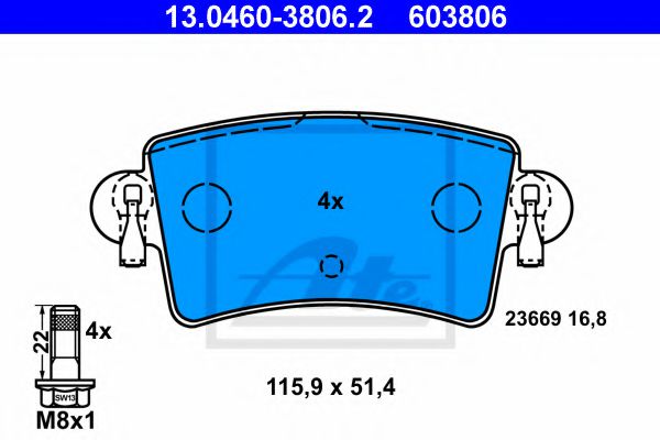 13.0460-3806.2 ATE Brake Pad Set, disc brake
