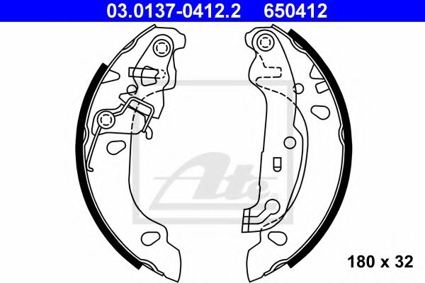 03.0137-0412.2 ATE Brake Shoe Set