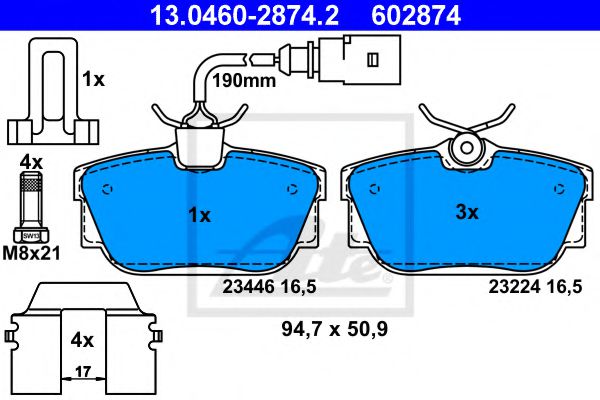 13.0460-2874.2 ATE Brake System Brake Pad Set, disc brake