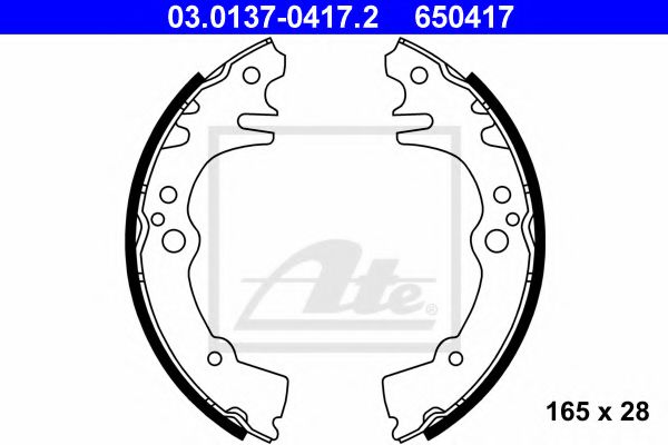 03.0137-0417.2 ATE Brake System Brake Shoe Set