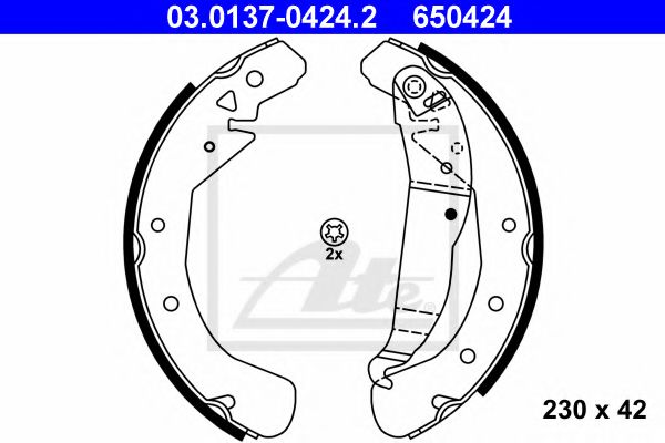 03.0137-0424.2 ATE Brake System Brake Shoe Set