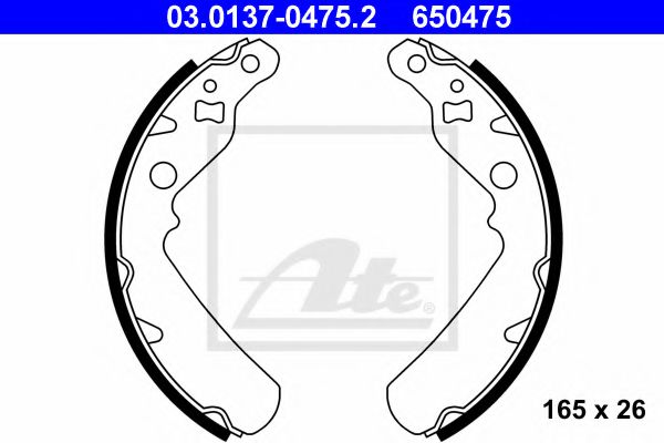03.0137-0475.2 ATE Brake System Brake Shoe Set