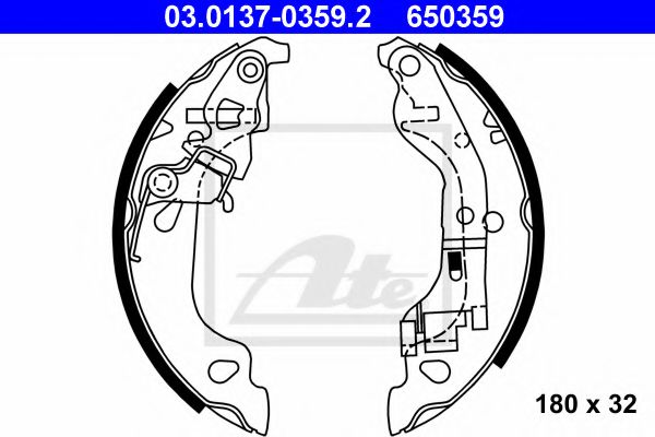 03.0137-0359.2 ATE Brake System Brake Shoe Set