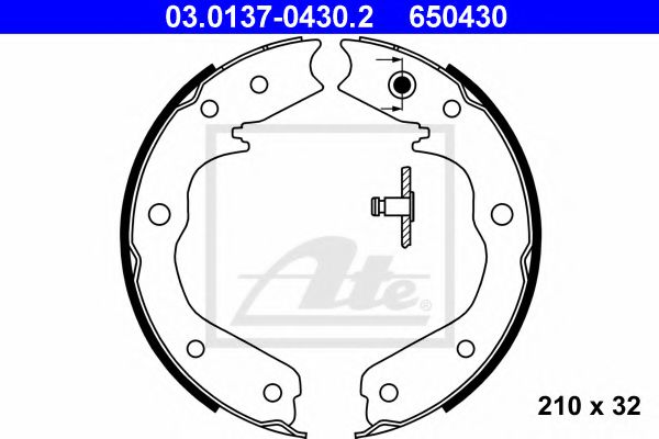 03.0137-0430.2 ATE Brake System Brake Shoe Set