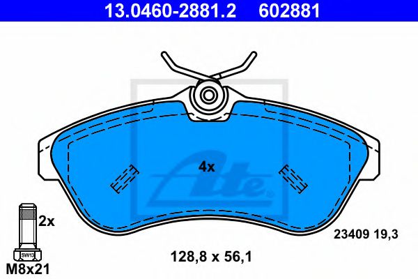 13.0460-2881.2 ATE Brake Pad Set, disc brake
