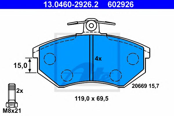 13.0460-2926.2 ATE Brake System Brake Pad Set, disc brake