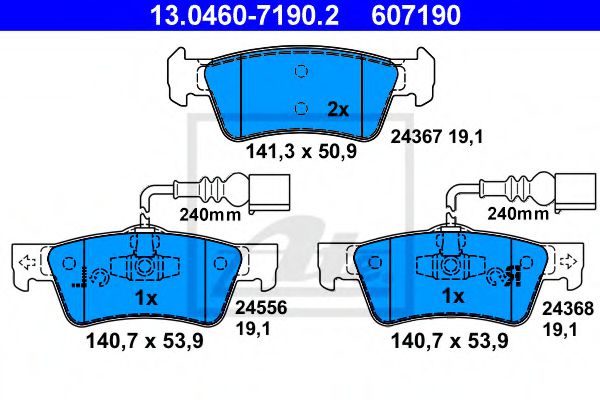 13.0460-7190.2 ATE Тормозная система Комплект тормозных колодок, дисковый тормоз
