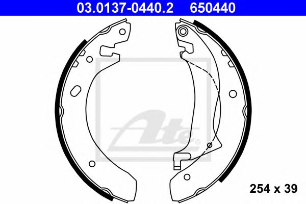 03.0137-0440.2 ATE Brake System Brake Shoe Set