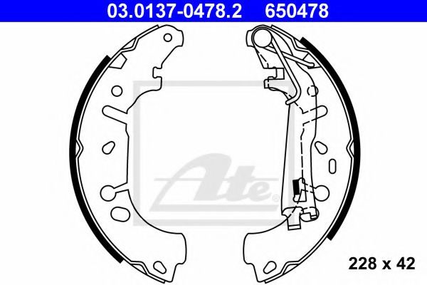 03.0137-0478.2 ATE Brake System Brake Shoe Set